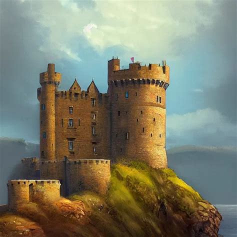 An Awesome Scotish Castle Painting By Peter Klasen Stable Diffusion