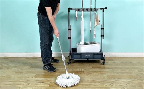 Amazon Qtjh Broom And Mop Holder Put Wet Mops Movable Floor