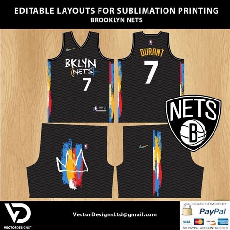 Nba Brooklyn Nets Kevin Durant Jersey Layout For Sublimation Printing