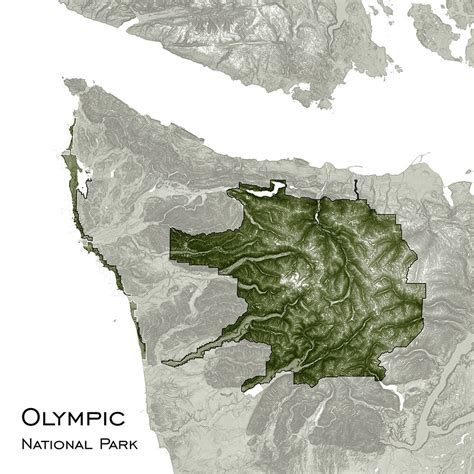 Olympic National Park Topographic Map Art Print Olympic Etsy