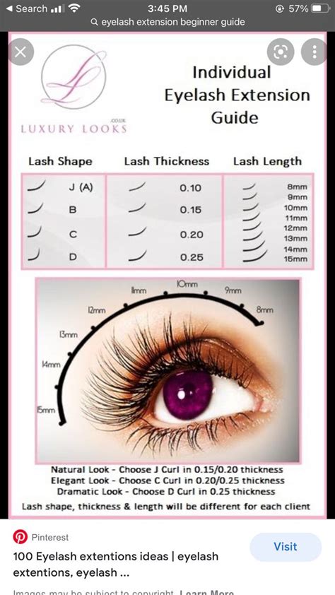 Eyelash Extension Chart Curl Diameter And Lengths Bl Lashes Artofit