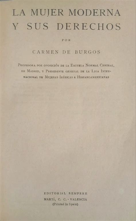 Carmen de Burgos La mujer moderna y sus derechos Librería