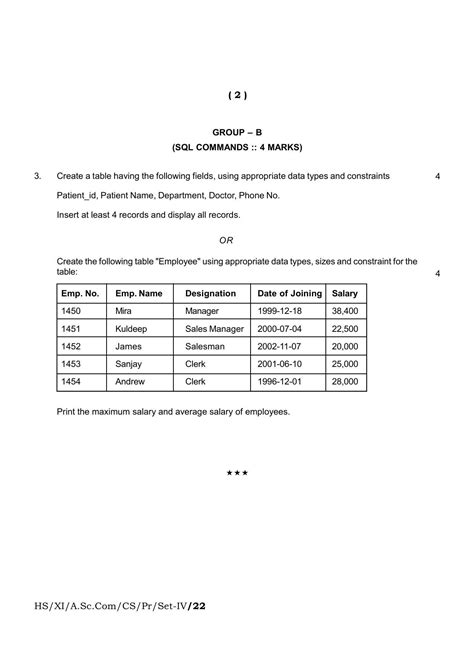 Meghalaya Board Mbose Class 11 Computer Science Set I To Vii Practical 2022 Question Paper