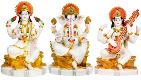 Amazon Ganesh Laxmi Saraswati Marble Statue Murti For Pooja Room