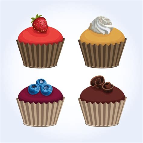 Premium Vector Cupcake Dessert Sweet Food Vector Set Illustration