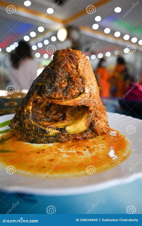 Catla Katla Fish Head Curry In Plate At Restaurant Stock Photo