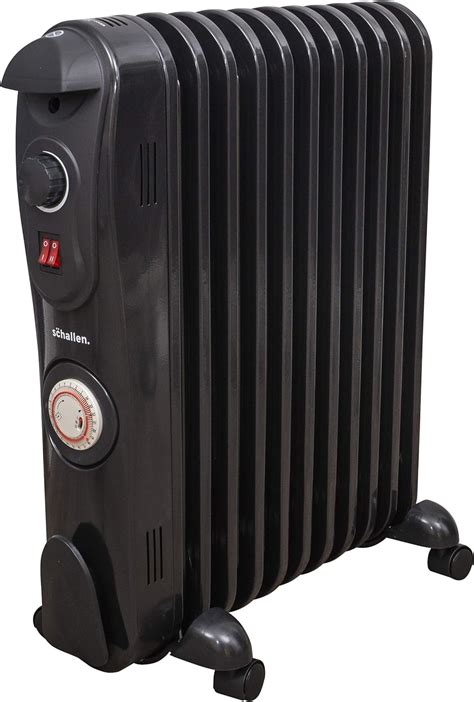 Schallen Black Portable Electric Slim Oil Filled Radiator Heater With