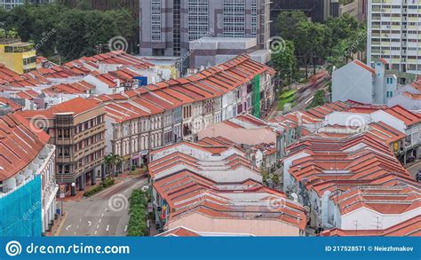 Aerial View Of Art Deco Shophouses Along Neil Road In Chinatown Area