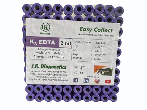 Plastic K Edta Single Cap Non Vacuum Blood Collection Tube For