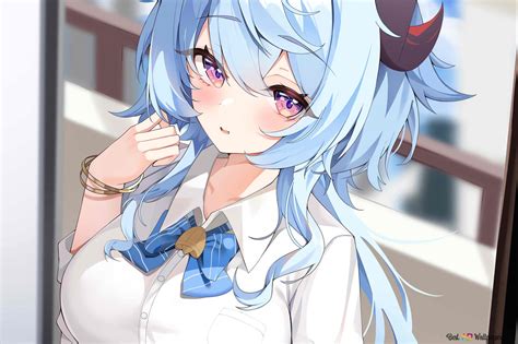 Anime girl Ganyu hot look Genshin Impact 2K Λήψη ταπετσαρίας