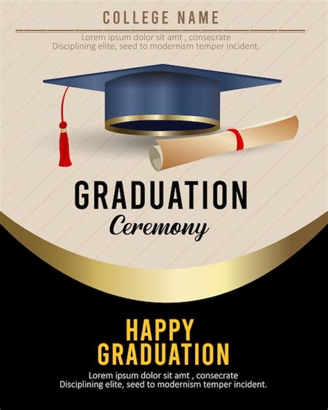 Premium Vector Colorful Graduation Invitation Template With Flat Design