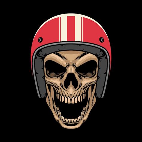 Cabeza De Calavera Con Casco Rojo Vintage Ilustraci N Vectorial