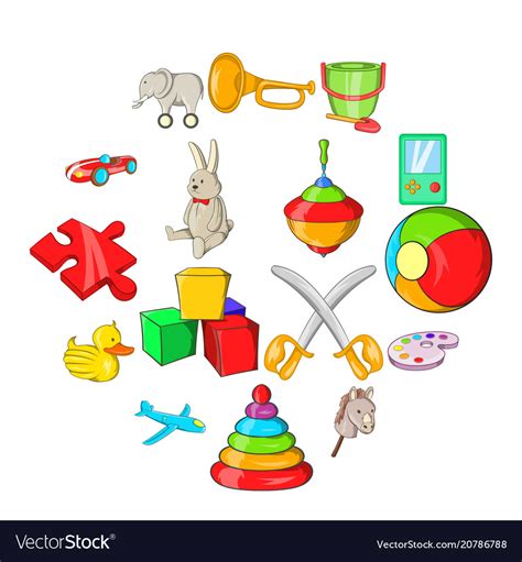 Toys Icons Set Cartoon Style Royalty Free Vector Image