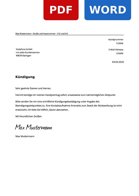 Otelo Kuendigung Vorlage Pdf