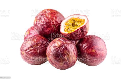 Passion Fruit Isolated On A White Background With Clipping Path Stock