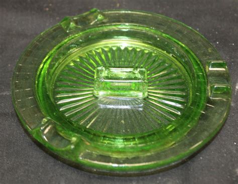 Sold At Auction Vintage Hazel Atlas Green Depression Glass Ashtray