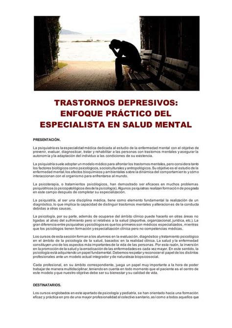 Trastornos Depresivos Enfoque Pr Ctico Del Especialista En Salud