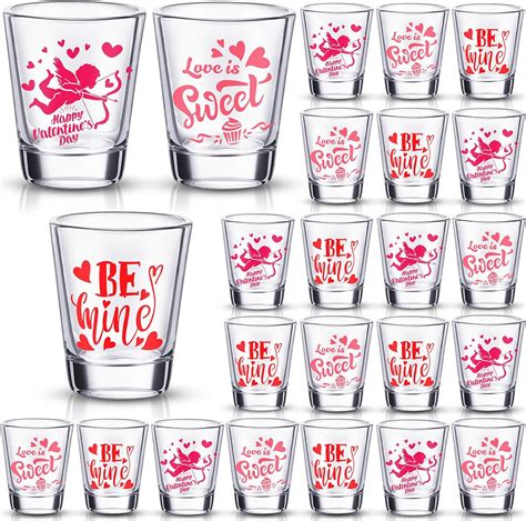 Uiifan 24 Pcs Valentines Day Shot Glasses Bulk 2 Oz 60