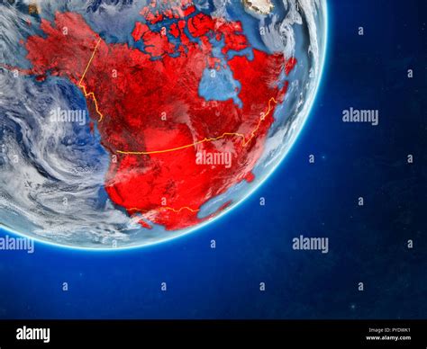 Estados Miembro Del Tlcan Sobre El Modelo Del Planeta Tierra Con Las Fronteras Del País Y Muy