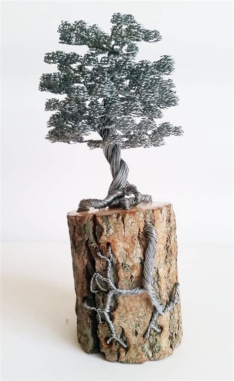 Rustic Bonsai Wire Tree Sculpture Decorated On The Pot With Etsy