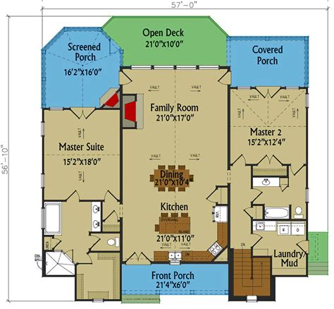 Mountain Home Plan With 2 Master Bedrooms 2068 Sq Ft 92386mx Floor