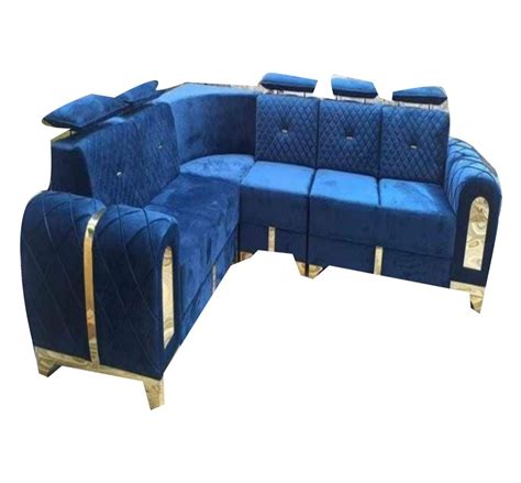 Seater Wooden Blue Teak Wood L Shape Sofa Without Lounger At Rs