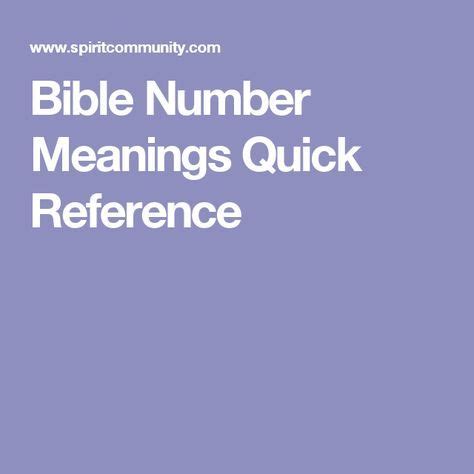 Bible Number Meanings Quick Reference Number Meanings How To