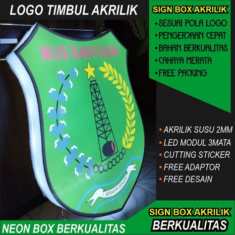 Jual Logo Lambang Kantor Perusahaan Timbul Led Nyala Bentuk Neon Box