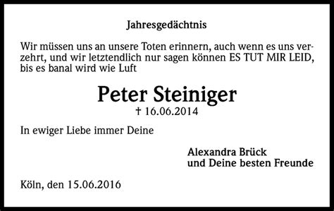 Traueranzeigen Von Peter Steiniger WirTrauern