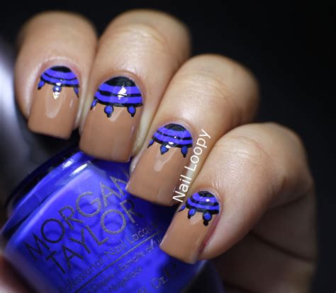 Nail Loopy Nude Neon Half Moon Nail Art