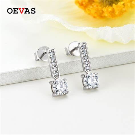 Oevas 925 Prata Esterlina 1ct Moissanite Brincos Para Mulher D Vvs1