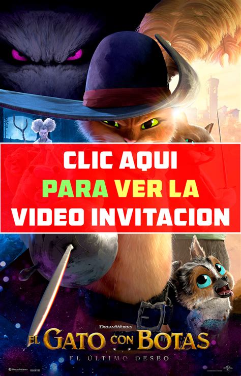 Video invitación de cumpleaños de El Gato con Botas 2024 Personalizada