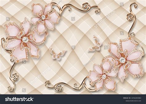 Wonderful 3d Wallpaper Contains Flowers Butterfly Stock Vector (Royalty ...