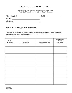 Fillable Online Duplicate Account Void Request Form Fax Email Print