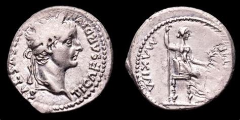 Tiberius Ad Silver Denarius Lugdunum Pontif Maxim Livia