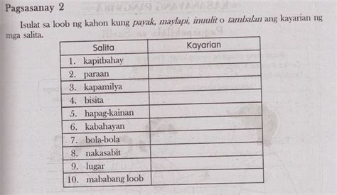 Payak At Tambalan Worksheet