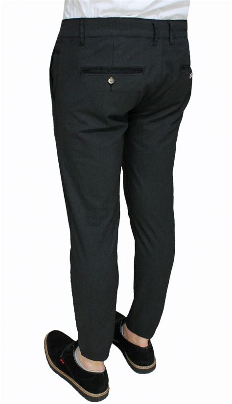 Pantalone Uomo Capri Nero A Righe Elegante Primavera Estate Corto Slim Fit