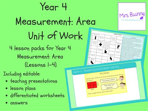 Year 4 Measurement Area Unit Pack Teaching Resources