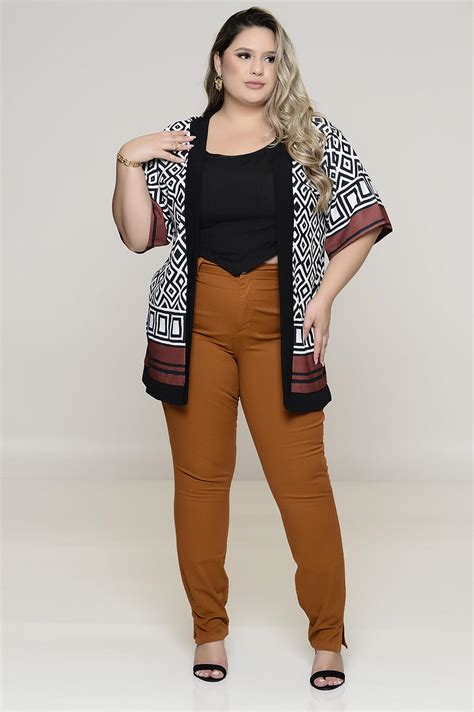 Kimono Plus Size Alongado Vk Moda Plus Size