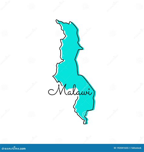 Malawi Vector Map Isolated On White Background High Detailed Black