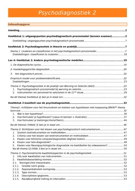 Lessen Psychodiagnostiek Volledige Samenvatting