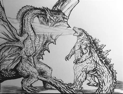 Printable Coloring Godzilla Vs King Ghidorah Coloring Pages 2019 Cute ...