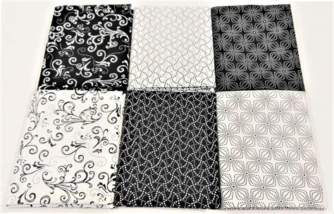 Black And White Fat Quarters 6 Designs 100 Premium Cotton Fabric 18x 21