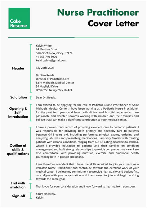 Nurse Practitioner Cover Letter Writing Guidelines With Examples And Templates Cakeresume