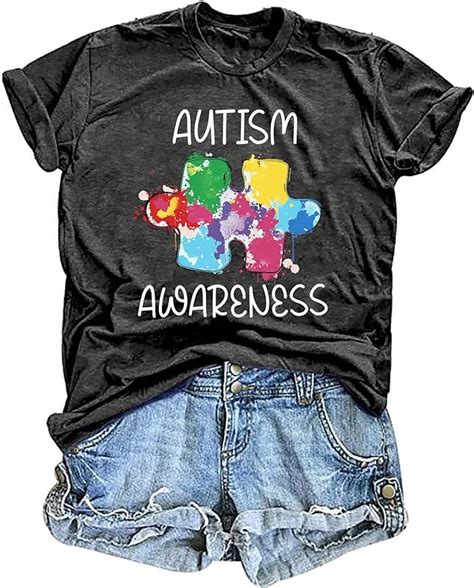 Autism T Shirts For Women Autistic Awareness Shirts Puzzle Piece