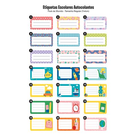 Etiquetas Escolares Autocolantes Basic