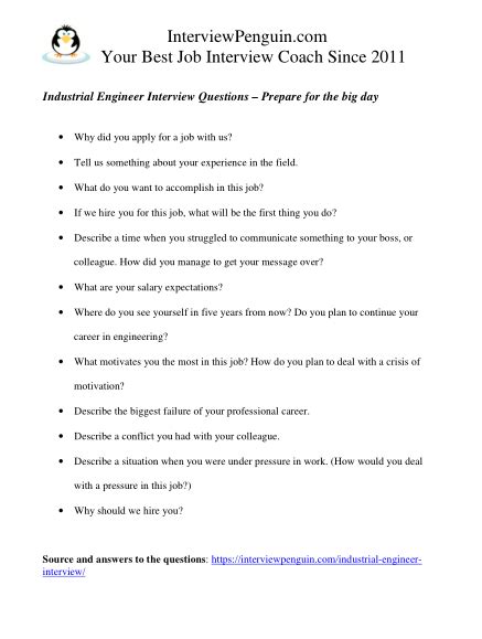 Manufacturing Engineer Interview Questions