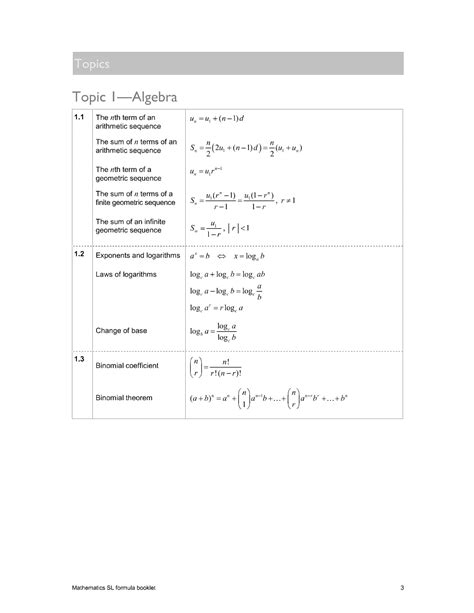 IB SL Math Formula Booklet 2024 Ingel Soong Delivers Results