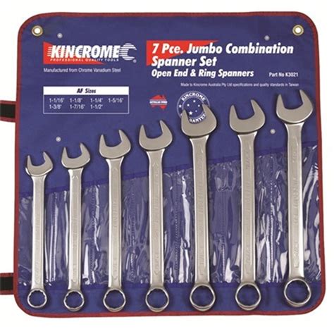 COMBINATION SPANNER SET 7PC AF JUMBO SIZE RING OPEN END KINCROME