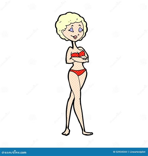 Comic Cartoon Retro Woman In Bikini Stock Illustration Illustration